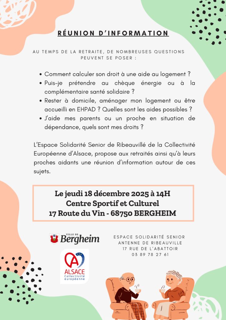 Le Jeudi 18 Décembre 2025 à 14h au Centre Sportif et Culturel - 17 route du Vin à Bergheim